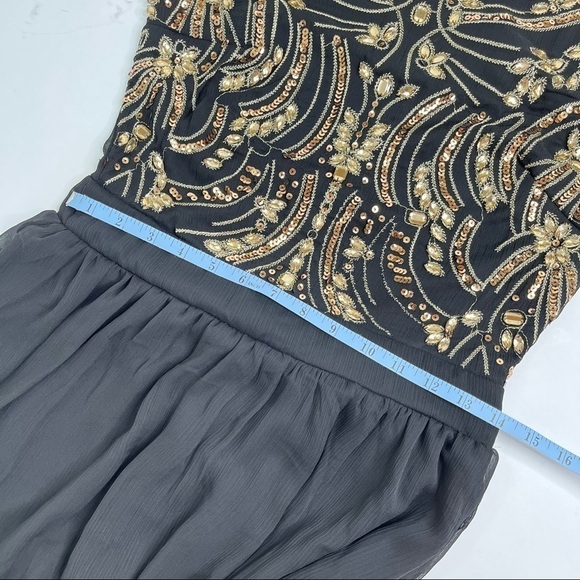 𝅺NEW Ricki’s Gold Jewelled Sequinned Glam Sheer Overlay Long Fancy Dress Gown - Picture 15 of 16